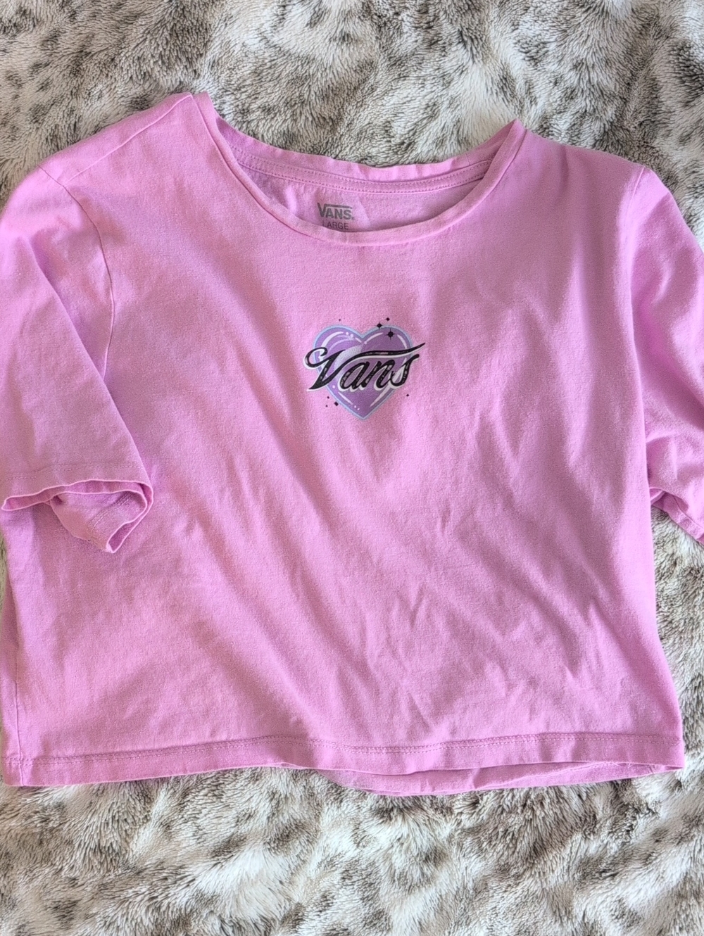 Vans Pink Heart Logo Crop Tee